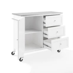 Soren Stainless Steel Top Kitchen Island/Cart Stainless Steel /White - Crosley -Crosley GUEST 004cdb7d 2625 4fa2 bd6a 6a5616a73565