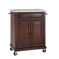 Compact Stainless Steel Top Kitchen Cart Mahogany - Crosley -Crosley GUEST 0234c801 2e60 487a 9cb1 5ee15ea490b9