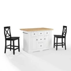 Julia Wood Top Island With 2 X-Back Stools - Crosley -Crosley GUEST 03aec9a9 20c4 42d1 8a70 e40f75e9cdf2