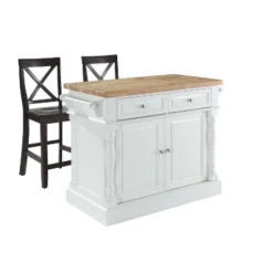 Oxford Kitchen Island With 2 Counter Height Barstools White - Crosley -Crosley GUEST 04979cf1 9e3a 4381 8f36 304e4bc2bbc8