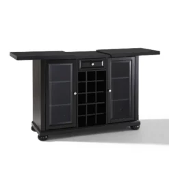 Alexandria Sliding Top Bar Cabinet Black - Crosley -Crosley GUEST 09955d36 be99 43d6 9f08 fa45fbad08bd