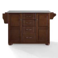 Eleanor Stainless Steel Top Kitchen Island Mahogany/Stainless Steel - Crosley -Crosley GUEST 0c36fe96 0fcb 4a74 ae7a 40e7cfd65e5b