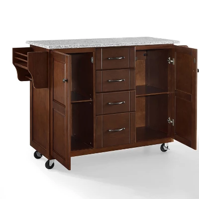 Eleanor Granite Top Kitchen Cart Mahogany/Gray - Crosley 11 Eleanor Granite Top Kitchen Cart Mahogany/Gray - Crosley - Image 11