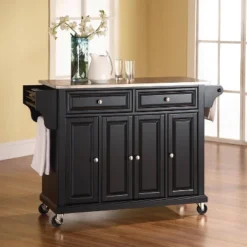 Full Size Stainless Steel Top Kitchen Cart Black/Stainless Steel - Crosley