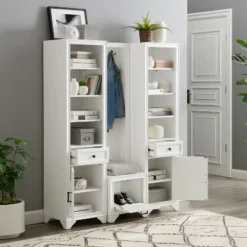 3pc Tara Entryway Set - Hall Tree And 2 Linen Cabinets Distressed White - Crosley 17 3pc Tara Entryway Set - Hall Tree And 2 Linen Cabinets Distressed White - Crosley -Crosley GUEST 0dd80120 1d19 46de bd1f d294117d8447