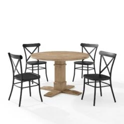 5pc Joanna Round Dining Set With 4 Camille Chairs Matte Black - Crosley -Crosley GUEST 11bc7e70 824e 4fc2 b35d 5e889c004dfb