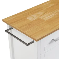 Tristan Open Kitchen Island Cart White/Natural - Crosley -Crosley GUEST 12e30656 2b75 4277 990e a84ed7186b53