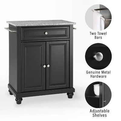 Cambridge Granite Top Portable Kitchen Island/Cart Black/Gray - Crosley 4 Cambridge Granite Top Portable Kitchen Island/Cart Black/Gray - Crosley - Image 4