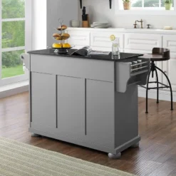 Alexandria Kitchen Island With Granite Top Vintage Gray/Black - Crosley -Crosley GUEST 16701f30 7b0b 48ac a7df 53e9f7e71402