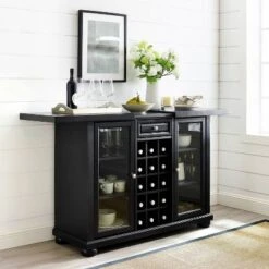 Alexandria Sliding Top Bar Cabinet Black - Crosley -Crosley GUEST 17286fa4 5a42 4a90 8a08 b97d6ae828a8