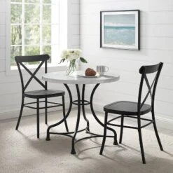 3pc 32" Madeleine Dining Set Matte Black - Crosley