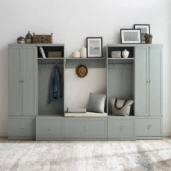 6pc Harper Entryway Set With Bench, Shelf, 2 Pantry Closets And 2 Hall Trees - Crosley -Crosley GUEST 20427d0a dc79 4aa4 953e 37a5867805b8