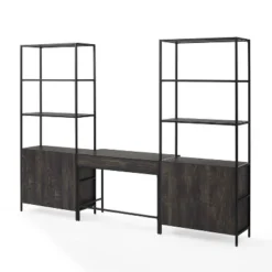 3pc Jacobsen Desk And Large Etagere Set Brown Ash - Crosley -Crosley GUEST 2077d939 de2a 4116 9129 75d801e433cc