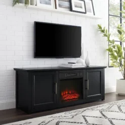Camden Low Profile Fireplace With TV Stand For TVs Up To 60" Black - Crosley