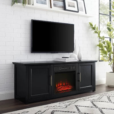 Camden Low Profile Fireplace With TV Stand For TVs Up To 60" Black - Crosley 1 Camden Low Profile Fireplace With TV Stand For TVs Up To 60" Black - Crosley