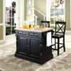 Oxford Kitchen Island With 2 X-Back Stools Black - Crosley