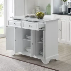 Avery Kitchen Island/Cart Distressed White/White Marble - Crosley -Crosley GUEST 22207682 1dd7 46c2 93e3 e549d094b4a1