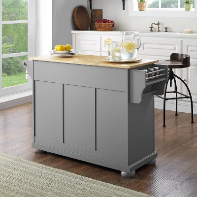 Alexandria Kitchen Island With Wood Top Vintage Gray/Natural - Crosley 6 Alexandria Kitchen Island With Wood Top Vintage Gray/Natural - Crosley - Image 6