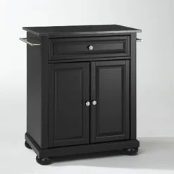 Alexandria Black Granite Top Portable Kitchen Island/Cart - Crosley -Crosley GUEST 27b9298b 8111 4ea6 bbda c9025c4f7cdd
