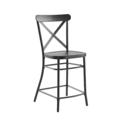 Set Of 2 Camille Metal Counter Height Barstools Matte Black - Crosley -Crosley GUEST 2a0bdf6a c9e7 4eac b481 73cfa24cf97a