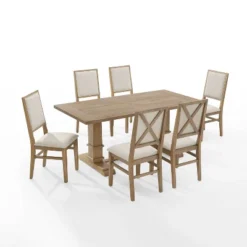 7pc Joanna Dining Set With 6 Upholstered Back Chairs Rustic Brown - Crosley 17 7pc Joanna Dining Set With 6 Upholstered Back Chairs Rustic Brown - Crosley -Crosley GUEST 2be7e46c 70af 4477 8478 0e3b9ab36a0d