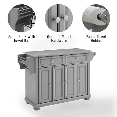 Alexandria Stainless Steel Top Kitchen Island/Cart Gray/Stainless Steel - Crosley 6 Alexandria Stainless Steel Top Kitchen Island/Cart Gray/Stainless Steel - Crosley - Image 6