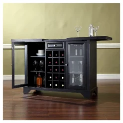 LaFayette Sliding Top Bar Cabinet - Black - Crosley -Crosley GUEST 31984d87 3e9b 4522 b402 b31069305e1a