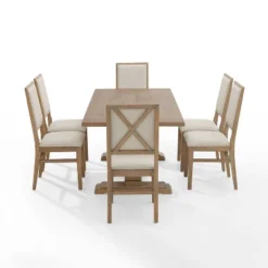7pc Joanna Dining Set With 6 Upholstered Back Chairs Rustic Brown - Crosley 16 7pc Joanna Dining Set With 6 Upholstered Back Chairs Rustic Brown - Crosley -Crosley GUEST 31cc5cbe ca83 4960 9873 2f77b15f7e99