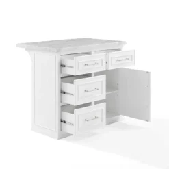 Cutler Faux Marble Top Kitchen Island White/White Marble - Crosley -Crosley GUEST 353ecf75 0d18 47a3 881c aff99f40f4e4