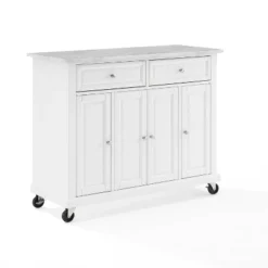 Avery Kitchen Island/Cart Distressed White/White Marble - Crosley -Crosley GUEST 36f4b3a4 6133 4567 b84f a08b122b159e