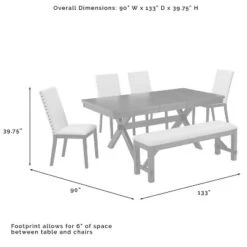 6pc Hayden Extendable Dining Set With Bench And 4 Upholstered Chairs Slate - Crosley -Crosley GUEST 37064105 e659 4d01 bb9a 1ca27581ffdb