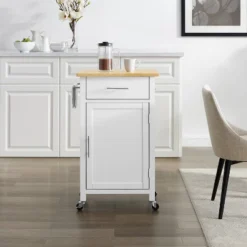Savannah Wood Top Compact Kitchen Island Cart White/Natural - Crosley -Crosley GUEST 37f68dbb 4b87 4778 b10f 9a16aa9924a5