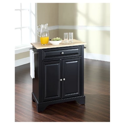 LaFayette Natural Wood Top Portable Kitchen Island - Black - Crosley 2 LaFayette Natural Wood Top Portable Kitchen Island - Black - Crosley - Image 2