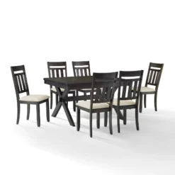 Hayden 7pc Extendable Dining Set With 6 Slat Back Chairs Slate - Crosley -Crosley GUEST 3acb92e0 2d73 4f43 851c 125e37d94160