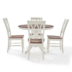 5pc Shelby Round Dining Set With 4 Chairs Distressed White - Crosley -Crosley GUEST 3c1235e5 757d 4797 9e38 254e98a15e99