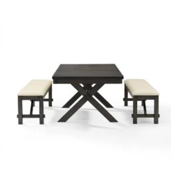 Hayden 3pc Extendable Dining Set With 2 Benches Slate - Crosley -Crosley GUEST 3e79bb28 d059 4220 ba08 40f315f17039