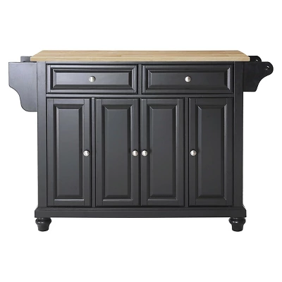 Cambridge Natural Wood Top Kitchen Island Black - Crosley 1 Cambridge Natural Wood Top Kitchen Island Black - Crosley