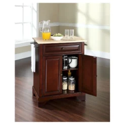 LaFayette Natural Wood Top Portable Kitchen Island - Vintage Mahogany - Crosley -Crosley GUEST 3f59a8c1 3741 4f24 a4bd 26fc1a16fdb6