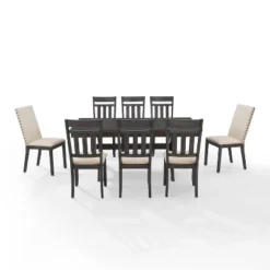 9pc Hayden Extendable Dining Set With 6 Slat Back Chairs And 2 Upholstered Chairs Slate - Crosley -Crosley GUEST 414cac31 2d65 4fa6 b26c 4f8ae9123c74