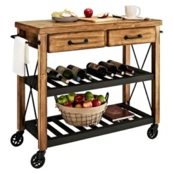 Roots Rack Industrial Kitchen Cart Wood/Natural - Crosley -Crosley GUEST 41b93942 4ea1 40a6 8eb2 b1efdf669cb8