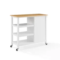 Tristan Open Kitchen Island Cart White/Natural - Crosley -Crosley GUEST 434e40c5 3472 4795 95d8 57de1c1ef44a