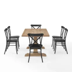 7pc Joanna Dining Set With 4 Camille Chairs Matte Black - Crosley -Crosley GUEST 436188d8 b623 4ba7 b1e5 d5e0f5e240d6