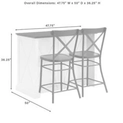 Clifton Kitchen Island With Camille Stools Distressed White/Black - Crosley -Crosley GUEST 44cf0319 8682 4d82 9df6 2f05030945b7