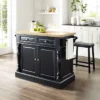 Oxford Kitchen Island With 2 Upholstered Saddle Stools Black - Crosley