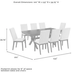 9pc Hayden Extendable Dining Set With 8 Upholstered Chairs Slate - Crosley -Crosley GUEST 4a0f7cdd e372 40a1 89ec 9bd405d54497