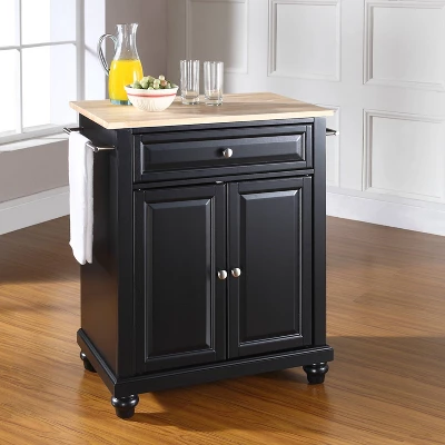 Cambridge Wood Top Portable Kitchen Island/Cart Black/Natural - Crosley 1 Cambridge Wood Top Portable Kitchen Island/Cart Black/Natural - Crosley