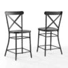Set Of 2 Camille Metal Counter Height Barstools Matte Black - Crosley