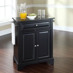 Lafayette Black Granite Top Portable Kitchen Island/Cart - Crosley