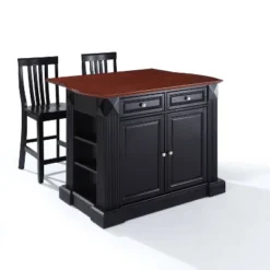Coventry Drop Leaf Top Kitchen Island With School House Stools Black - Crosley -Crosley GUEST 4d3e2832 b0f4 4d2c a6fe 3e48f7f983f6