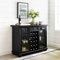 Alexandria Sliding Top Bar Cabinet Black - Crosley -Crosley GUEST 4db6bb55 152c 4c29 90a5 c67e74187c3b